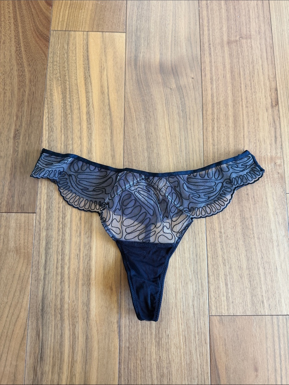 Bluebella Black Sheer Embroidered Thong Panty